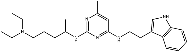 2,4-Pyrimidinediamine, N2-[4-(diethylamino)-1-methylbutyl]-N4-[2-(1H-indol-3-yl)ethyl]-6-methyl- Struktur