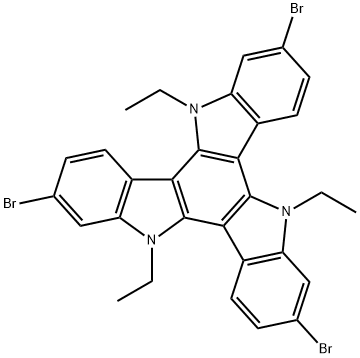 5H-Diindolo[3,2-a:3',2'-c]carbazole, 2,7,12-tribromo-5,10,15-triethyl-10,15-dihydro- Struktur