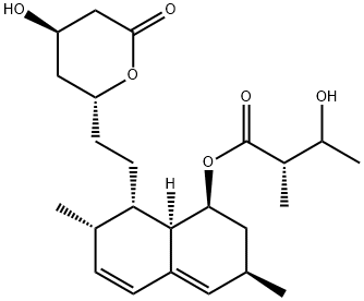 Butanoic acid, 3-hydroxy-2-methyl-, (1S,3R,7S,8S,8aR)-1,2,3,7,8,8a-hexahydro-3,7-dimethyl-8-[2-[(2R,4R)-tetrahydro-4-hydroxy-6-oxo-2H-pyran-2-yl]ethyl]-1-naphthalenyl ester, (2S)- Struktur