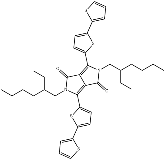 3,6-bis(2,2'-bithiophene-5-yl)-2,5-bis(2-ethylhexyl)-2,5-dihydropyrrolo[3,4-c]pyrrole-1,4-dione Struktur