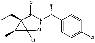 Cyclopropanecarboxamide, 2,2-dichloro-N-[(1R)-1-(4-chlorophenyl)ethyl]-1-ethyl-3-methyl-, (1R,3S)- Struktur