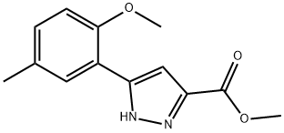 JR-14075, Methyl 3-(2-methoxy-5-methylphenyl)-1H-pyrazole-5-carboxylate, 97% Struktur