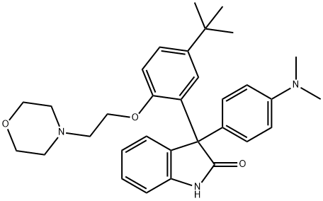 2H-Indol-2-one, 3-[4-(dimethylamino)phenyl]-3-[5-(1,1-dimethylethyl)-2-[2-(4-morpholinyl)ethoxy]phenyl]-1,3-dihydro Struktur