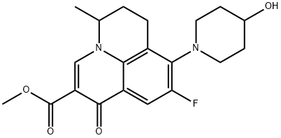 1H,5H-Benzo[ij]quinolizine-2-carboxylic acid, 9-fluoro-6,7-dihydro-8-(4-hydroxy-1-piperidinyl)-5-methyl-1-oxo-, methyl ester Struktur