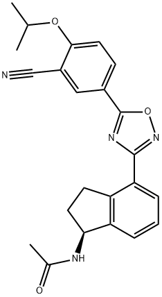 Acetamide, N-[(1S)-4-[5-[3-cyano-4-(1-methylethoxy)phenyl]-1,2,4-oxadiazol-3-yl]-2,3-dihydro-1H-inden-1-yl]- Struktur