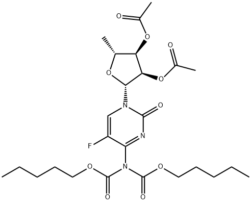 Cytidine, 5'-deoxy-5-fluoro-N,N-bis[(pentyloxy)carbonyl]-, 2',3'-diacetate Struktur