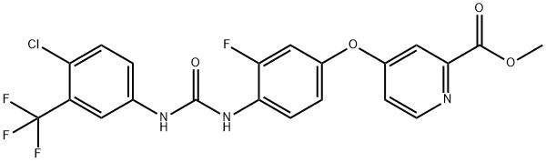 2-Pyridinecarboxylic acid, 4-[4-[[[[4-chloro-3-(trifluoromethyl)phenyl]amino]carbonyl]amino]-3-fluorophenoxy]-, methyl ester Struktur