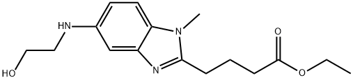 Bendamustine impurity 13/Ethyl 4-(5-((2-hydroxyethyl)amino)-1-methyl-1H-benzo[d]imidazol-2-yl)butanoate Struktur