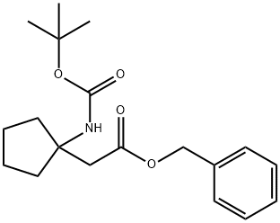 Cyclopentaneacetic acid, 1-[[(1,1-dimethylethoxy)carbonyl]amino]-, phenylmethyl ester Struktur