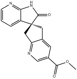 Spiro[6H-cyclopenta[b]pyridine-6,3'-[3H]pyrrolo[2,3-b]pyridine]-3-carboxylic acid, 1',2',5,7-tetrahydro-2'-oxo-, methyl ester, (3'S)- Struktur