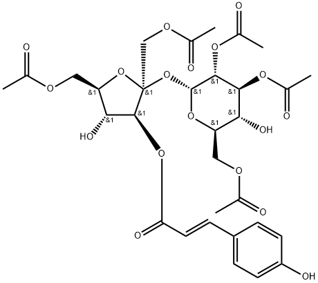 1,6,2',3',6'-O-Pentaacetyl-
3-O-trans-p-coumaroylsucrose Struktur