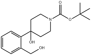 tert-butyl 4-hydroxy-4-[2-(hydroxymethyl)phenyl]piperidine-1-carboxylate Struktur