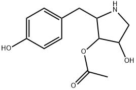 3,4-Pyrrolidinediol, 2-[(4-hydroxyphenyl)methyl]-, 3-acetate Struktur