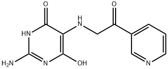 2-Amino-6-hydroxy-5-((2-oxo-2-(pyridin-3-yl)ethyl)amino)pyrimidin-4(3H)-one Struktur