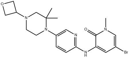 5-bromo-3-[[5-[2,2-dimethyl-4-(oxetan-3-yl)piperazin-1-yl]-2-pyridyl]amino]-1-methyl-pyridin-2-one Struktur