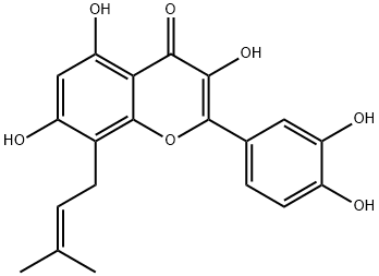 4H-1-Benzopyran-4-one, 2-(3,4-dihydroxyphenyl)-3,5,7-trihydroxy-8-(3-methyl-2-buten-1-yl)- Struktur