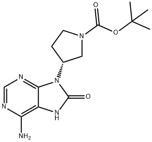 Tert-butyl (3R)-3-(6-amino-8-oxo-7,8-dihydro-9H-purin-9-yl)pyrrolidine-1-carboxylate Struktur