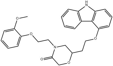 3-Morpholinone, 6-[2-(9H-carbazol-4-yloxy)ethyl]-4-[2-(2-methoxyphenoxy)ethyl]- Struktur