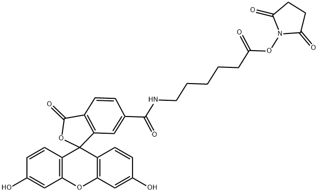 5(6)-Carboxyfluorescein-hexanoic acid Struktur