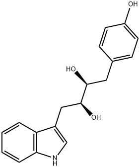 2,3-Butanediol, 1-(4-hydroxyphenyl)-4-(1H-indol-3-yl)-, (2S,3S)- Struktur