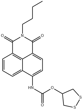 Carbamic acid, N-(2-butyl-2,3-dihydro-1,3-dioxo-1H-benz[de]isoquinolin-6-yl)-, 1,2-dithiolan-4-yl ester Struktur