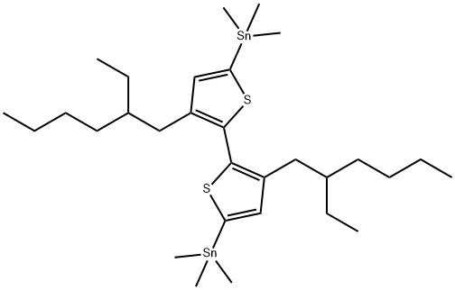 Stannane, 1,1'-[3,3'-bis(2-ethylhexyl)[2,2'-bithiophene]-5,5'-diyl]bis[1,1,1-trimethyl- Struktur