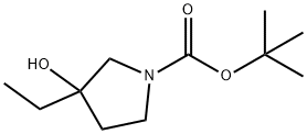 1-Pyrrolidinecarboxylic acid, 3-ethyl-3-hydroxy-, 1,1-dimethylethyl ester Struktur