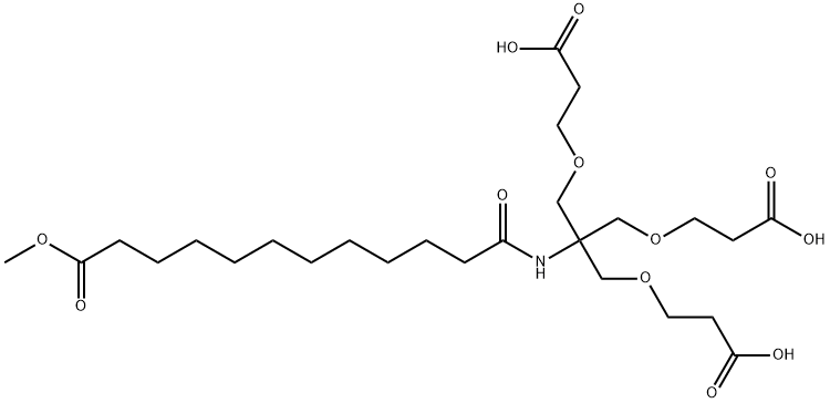 Dodecanoic acid, 12-[[2-(2-carboxyethoxy)-1,1-bis[(2-carboxyethoxy)methyl]ethyl]amino]-12-oxo-, 1-methyl ester Struktur