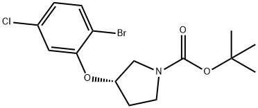 1-Pyrrolidinecarboxylic acid, 3-(2-bromo-5-chlorophenoxy)-, 1,1-dimethylethyl ester, (3S)- Struktur