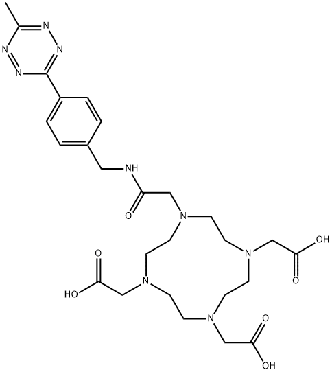 1,4,7,10-Tetraazacyclododecane-1,4,7-triacetic acid, 10-[2-[[[4-(6-methyl-1,2,4,5-tetrazin-3-yl)phenyl]methyl]amino]-2-oxoethyl]- Struktur