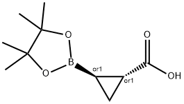 trans-2-(4,4,5,5-tetramethyl-1,2-oxaborolan-2-yl)cyclopropane-1-carboxylic acid hydrochloride Struktur