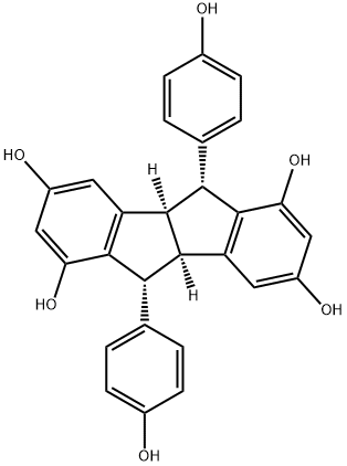 Indeno[2,1-a]indene-1,3,6,8-tetrol, 4b,5,9b,10-tetrahydro-5,10-bis(4-hydroxyphenyl)-, (4bR,5R,9bR,10R)- Struktur