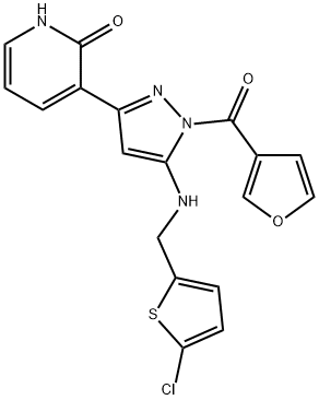 3-[5-[[(5-Chloro-2-thienyl)methyl]amino]-1-(3-furanylcarbonyl)-1H-pyrazol-3-yl]-2(1H)-pyridinone Struktur