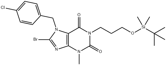 8-bromo-1-(3-((tert-butyldimethylsilyl)oxy)propyl)-7-(4-chlorobenzyl)-3-methyl-3,7-dihydro-1H-purine-2,6-dione Struktur