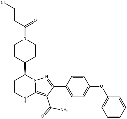 Pyrazolo[1,5-a]pyrimidine-3-carboxamide, 7-[1-(3-chloro-1-oxopropyl)-4-piperidinyl]-4,5,6,7-tetrahydro-2-(4-phenoxyphenyl)-, (7S)- Struktur