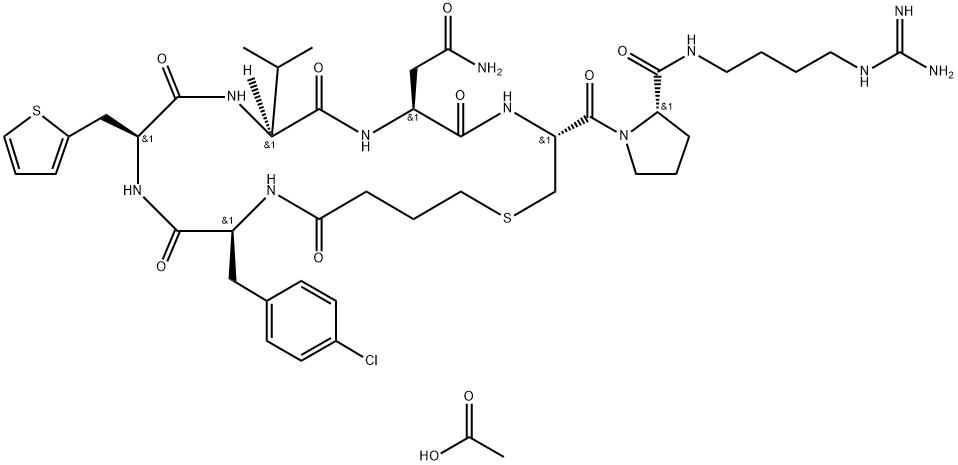 c(Bua-Cpa-Thi-Val-Asn-Cys)-Pro-d-Arg-NEt2 acetate Struktur