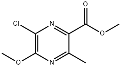 2-Pyrazinecarboxylic acid, 6-chloro-5-methoxy-3-methyl-, methyl ester Struktur