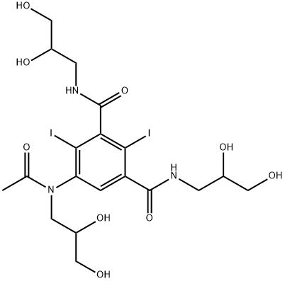 1,3-Benzenedicarboxamide, 5-[acetyl(2,3-dihydroxypropyl)amino]-N1,N3-bis(2,3-dihydroxypropyl)-2,4-diiodo- Struktur