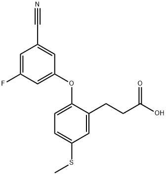 Benzenepropanoic acid, 2-(3-cyano-5-fluorophenoxy)-5-(methylthio)- Struktur