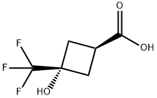 Cyclobutanecarboxylic acid, 3-hydroxy-3-(trifluoromethyl)-, cis- Structure