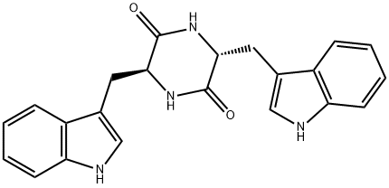 2,5-Piperazinedione, 3,6-bis(1H-indol-3-ylmethyl)-, (3R,6S)- Struktur