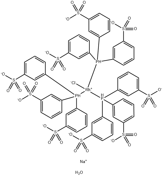 Chlorotris[3,3`,3``-phosphinidynetris(benzenesulfonato)]rhodiuM(I)nonasodiuM salt hydrate Struktur