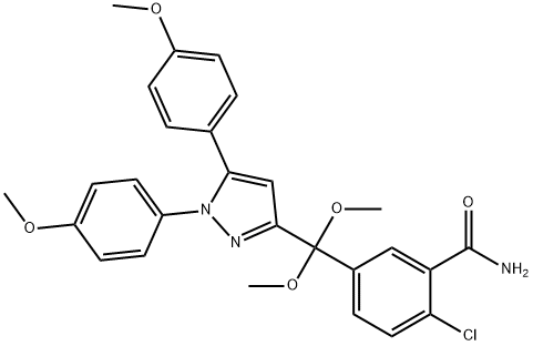 Benzamide, 5-[[1,5-bis(4-methoxyphenyl)-1H-pyrazol-3-yl]dimethoxymethyl]-2-chloro- Struktur