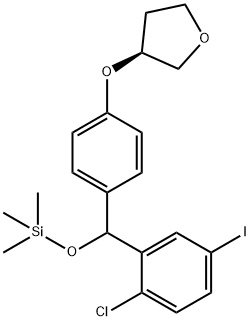 Furan, 3-[4-[(2-chloro-5-iodophenyl)[(trimethylsilyl)oxy]methyl]phenoxy]tetrahydro-, (3S)- Struktur