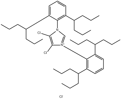 1H-Imidazolium, 1,3-bis[2,6-bis(1-propylbutyl)phenyl]-4,5-dichloro-, chloride (1:1) Struktur