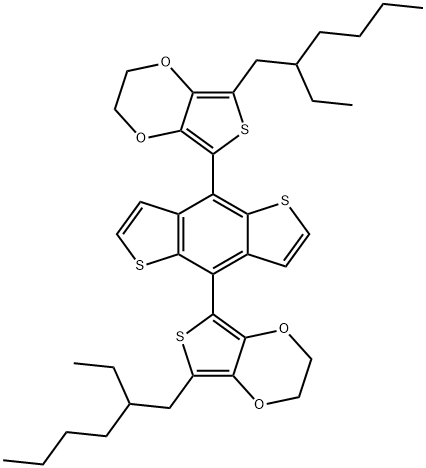 4,8-bis(7-(2-ethylhexyl)-2,3-dihydrothieno[3,4-b][1,4]dioxin-5-yl)benzo[1,2-b:4,5-b']dithiophene Struktur