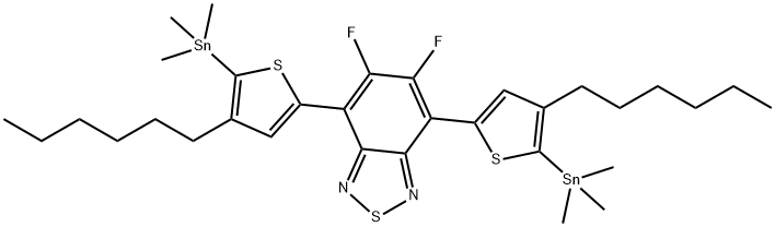 2,1,3-Benzothiadiazole, 5,6-difluoro-4,7-bis[4-hexyl-5-(trimethylstannyl)-2-thienyl]- Struktur