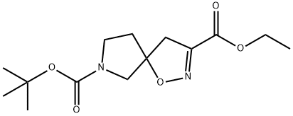 O7-tert-butyl O3-ethyl 1-oxa-2,7-diazaspiro[4.4]non-2-ene-3,7-dicarboxylate Struktur