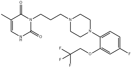 2,4(1H,3H)-Pyrimidinedione, 3-[3-[4-[4-fluoro-2-(2,2,2-trifluoroethoxy)phenyl]-1-piperazinyl]propyl]-5-methyl- 結(jié)構(gòu)式