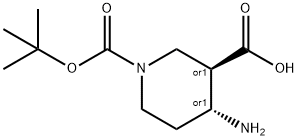 rel-(3S,4S)-4-Amino-1-(tert-butoxycarbonyl)piperidine-3-carboxylic acid Struktur